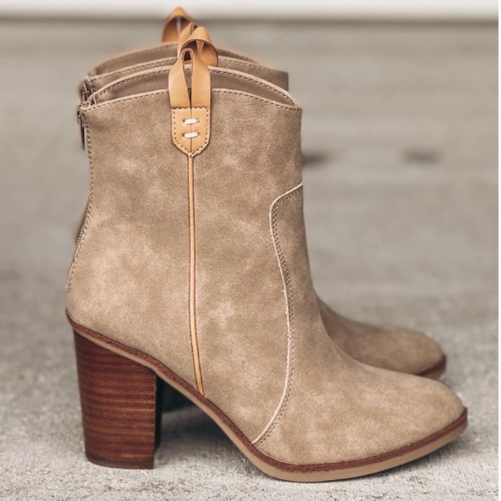 MIA Susanna Western Block Heel Ankle Sand/Nude Boots Women's Size 8 - Picture 11 of 16